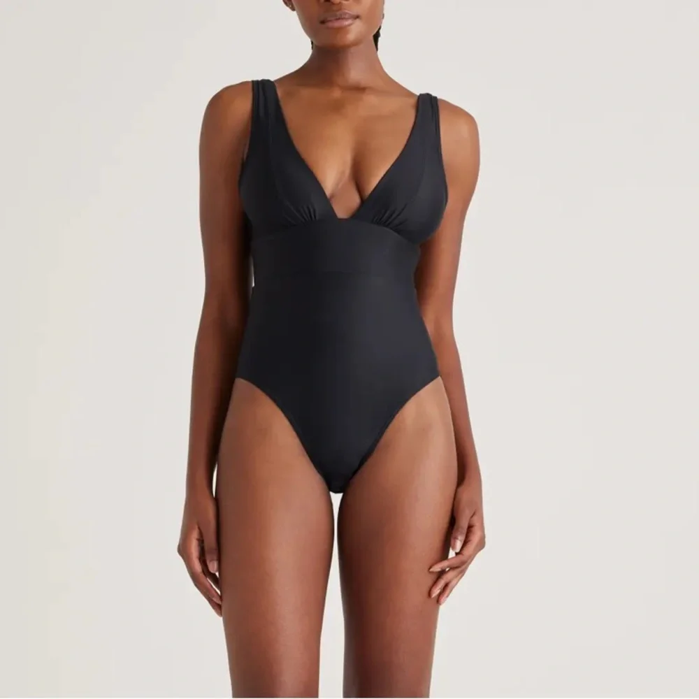 NWT Quince Italian Plunge One-Piece Swimsuit L